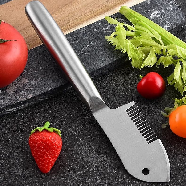 New two-in-one all-purpose scallion shreds, scallion flower and shreds cutter, multi-functional shreds scraper, kitchen stainless steel small tool Application Scenario