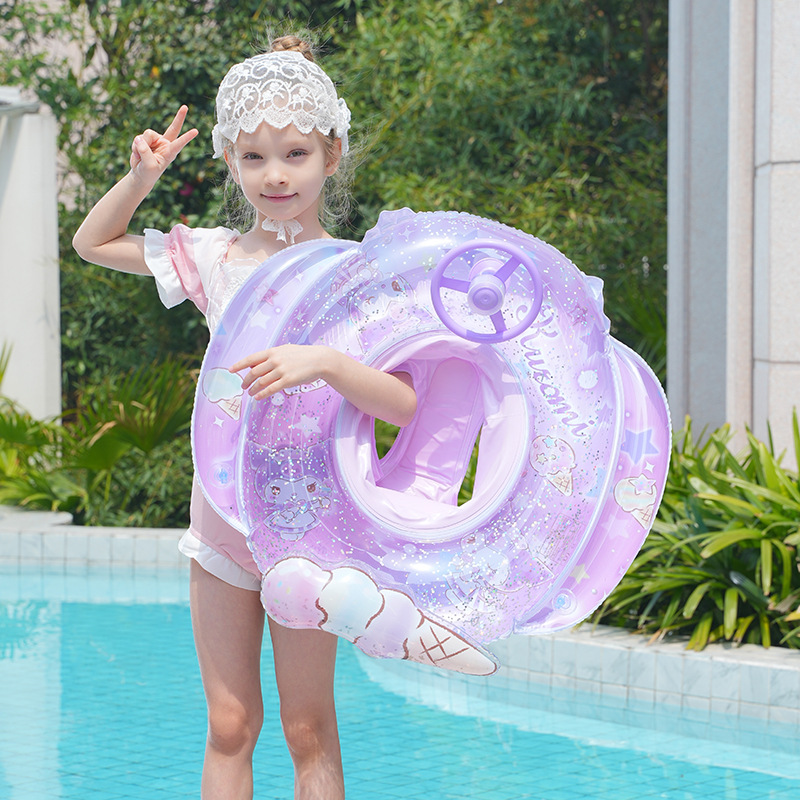 Sanrio thickened steering wheel boat children's swimming ring, anti-rollover sponge bottom seat ring, baby sunken pocket ring Application Scenario