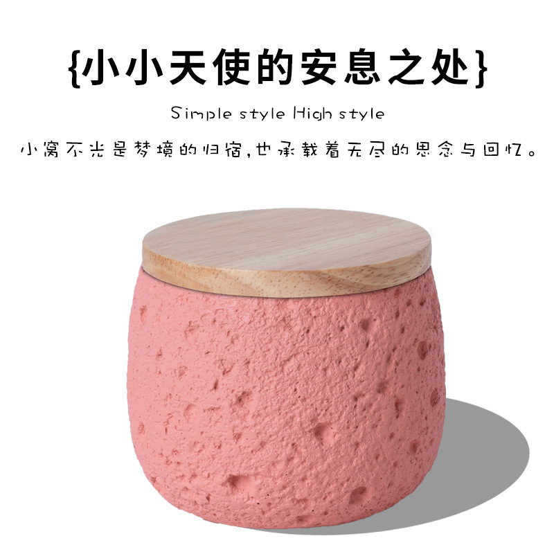 Pet funeral products: Ceramic urn for pets, six colors, wooden lid, texture design, pet urn for ashes, pet funeral products details Picture