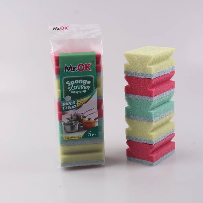 Mr.OK factory direct supply sponge scouring pads, double-sided cleaning sponges, kitchen cleaning sponges, dishwashing sponges, pot scrubbing sponges details Picture