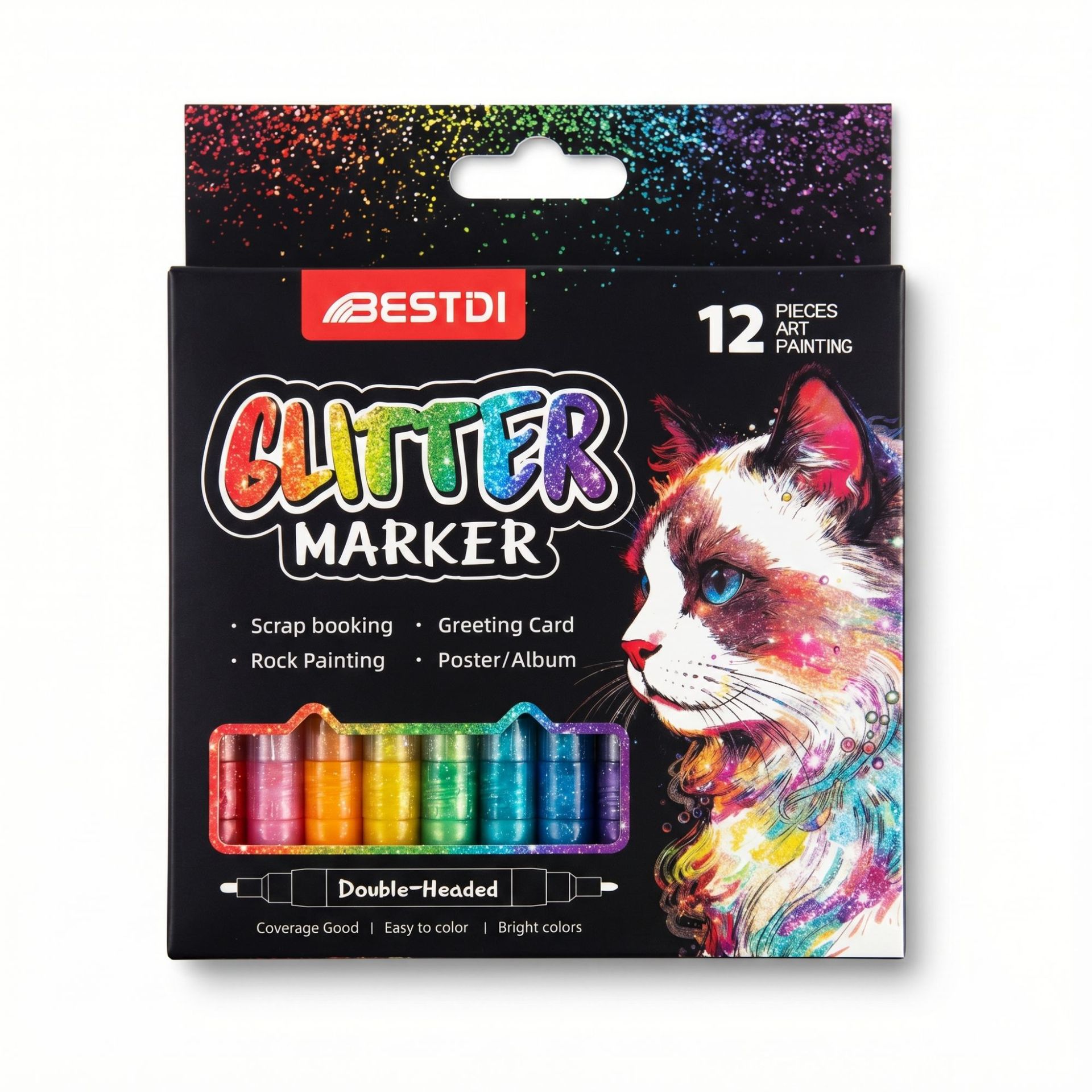 12-color Flash Marker pen Micro-valve Flash Large Particle flash chalk waterproof quick-drying Acrylic Marker Pen Item Picture