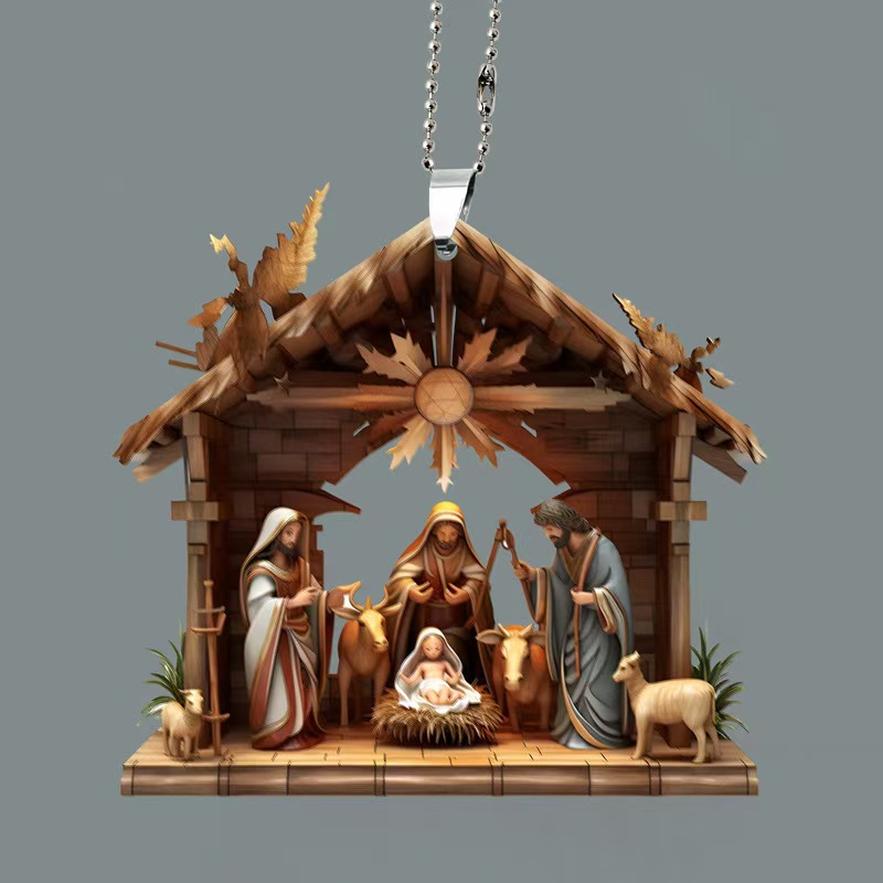 Christmas cross-border best-selling gifts: Acrylic decorative pendants, car interior rearview mirrors, home hanging items, Jesus Specification image