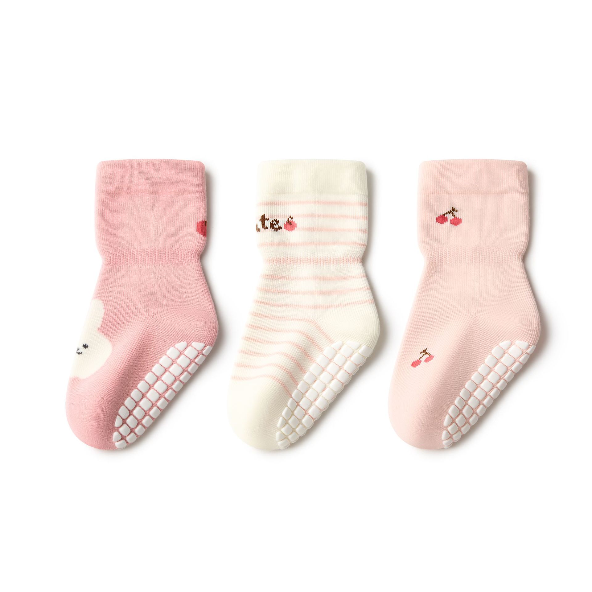 Beibi Baby Socks Autumn and Winter new style pure cotton mid-calf baby glue socks Pink cute boneless children's floor socks Item Picture