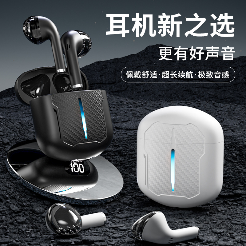 GM88 wireless Bluetooth headphones: New smart noise-cancelling, comfortable, waterproof, semi-in-ear with digital display, private mold, trendy style details Picture