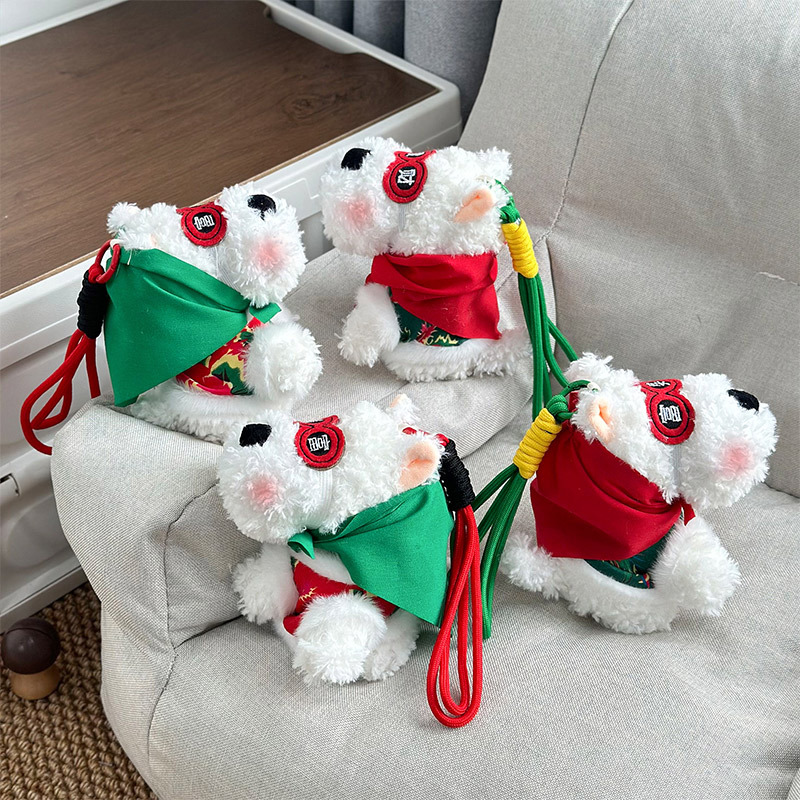 Wholesale of plush and colorful rope pendants for the night market event of the West Highland's messy puppy, as well as gift-grabbing machine and doll bag pendants Application Scenario