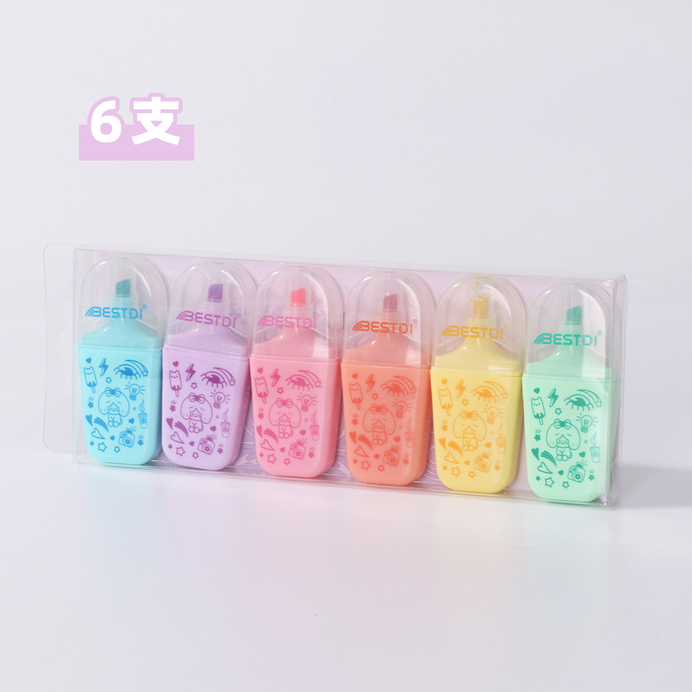 Super cute mini highlighter pen, colorful Highlighter pen, student cartoon planner, drawing, marking pen, key points Item Picture