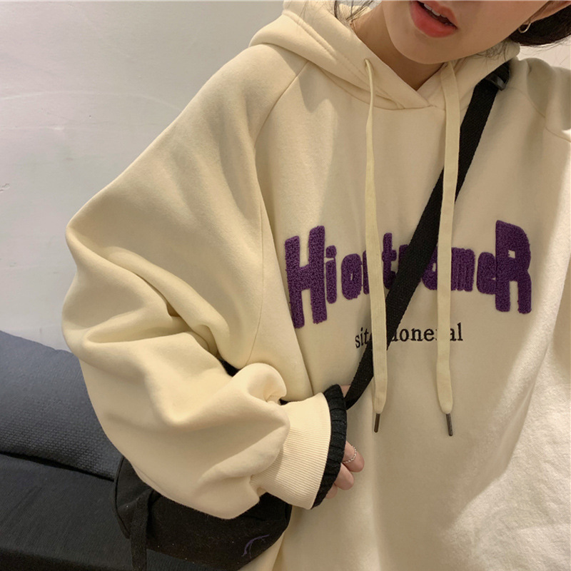 Cross-border American hoodie for women in autumn and winter, with fleece, thickened, loose, large size, stylish and youthful, versatile pullover and hoodie for delivery Application Scenario