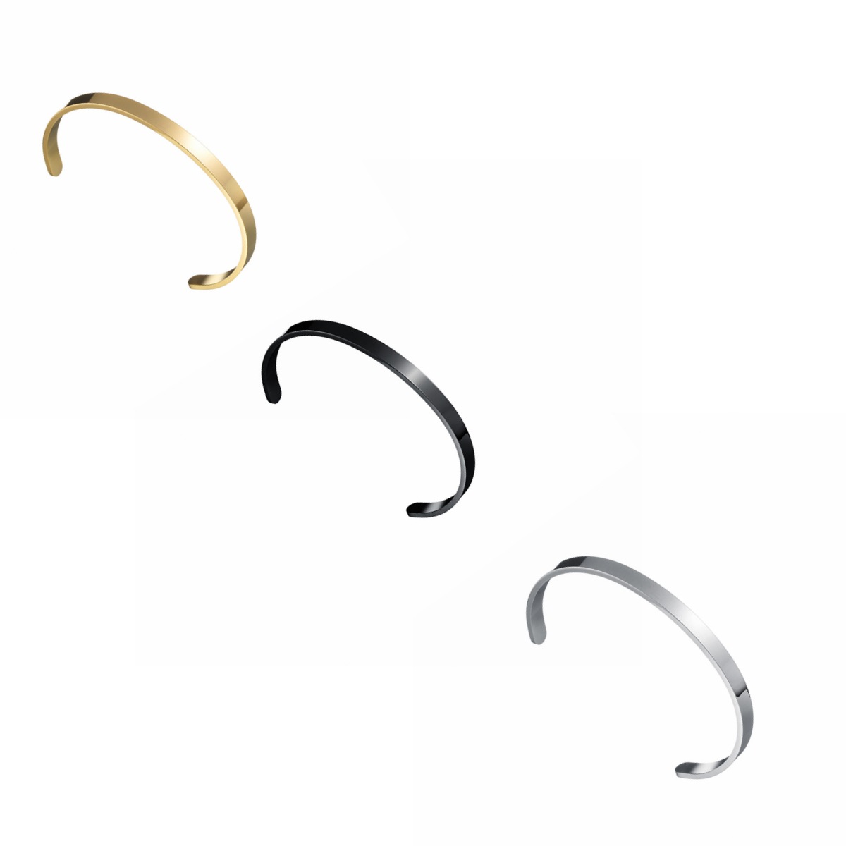 Cross-border European and American jewelry wholesale 6/8mm titanium steel open bracelet, live C-shaped wristband, vacuum electroplating, no color fading Item Picture