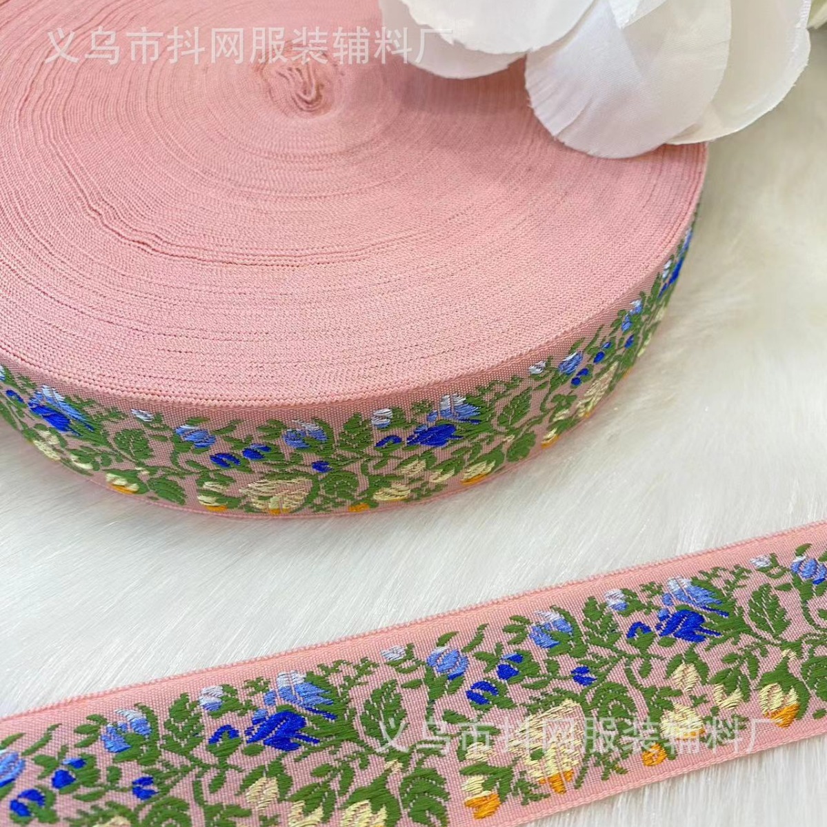 3.3cm floral and ethnic style embroidered jacquard ribbons, DIY bow webbing, hair accessories, hair clips, shoes, hats and clothing Application Scenario