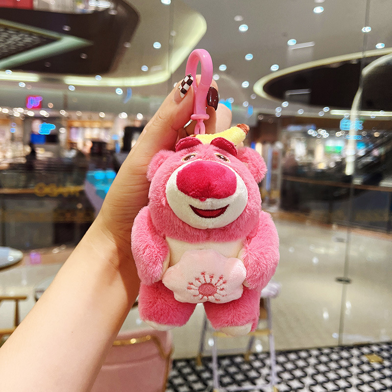 Cute strawberry bear plush pendants, keychains, backpack decorations, gifts, claw machines, doll figurines wholesale details Picture