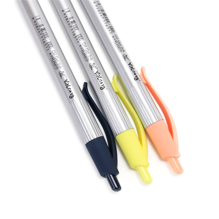 Yalong is offering a hot promotion on a 0.7MM blue refilled needle-shaped imported plastic office ballpoint pen and oil pen Application Scenario