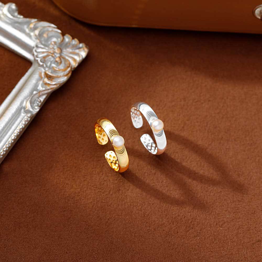 Hyacinth freshwater pearl bread bead Ring, a fashionable, individualistic, elegant and high-end open-mouth ring for women, a live-streaming bestseller in 2026 details Picture