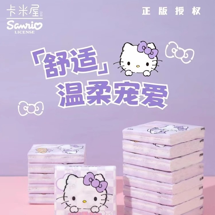 Sanrio cute printed facial tissue napkins, portable small packs of Hello Kitty and Pacha Dog, 40 packs of virgin pulp Application Scenario