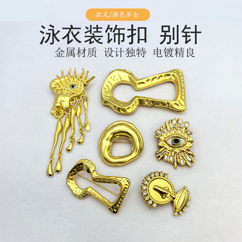 欧美跨境轻奢胸针别针恶魔之眼夏帕瑞丽别针现货大衣衬衣毛呢风衣图