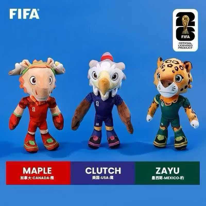 2026美墨加世界杯吉祥物毛绒公仔MAPLECLUTCHZAYU足球玩偶摆件可