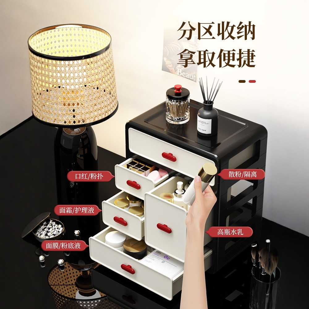 Desktop storage box, stationery office desk shelving unit, dormitory sundries small cabinet, drawer-type organization and storage box details Picture