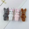 Resin flocking three-dimensional cartoon cute colorful rabbit animal pendant DIY handmade jewelry pendant accessory material resin flocking small figurine pendant details Picture