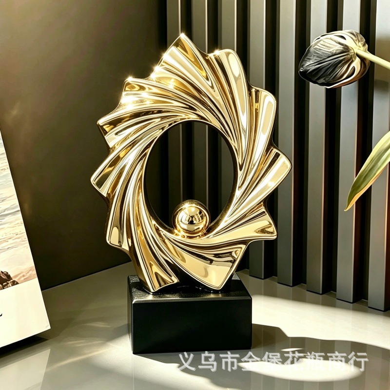 Modern abstract ceramic ornaments, light luxury electroplated, living room entrance, TV cabinet decorative handicrafts, factory wholesale