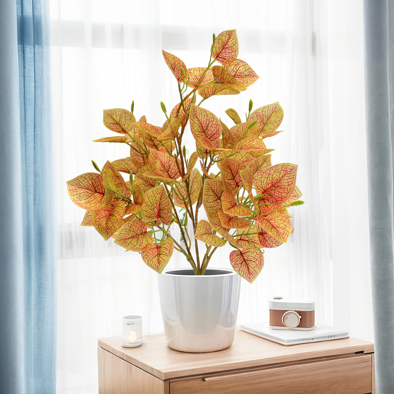 Artificial green plants, Perilla leaves, indoor multi-room desktop decoration, window display, outdoor garden landscaping, artificial bean leaves