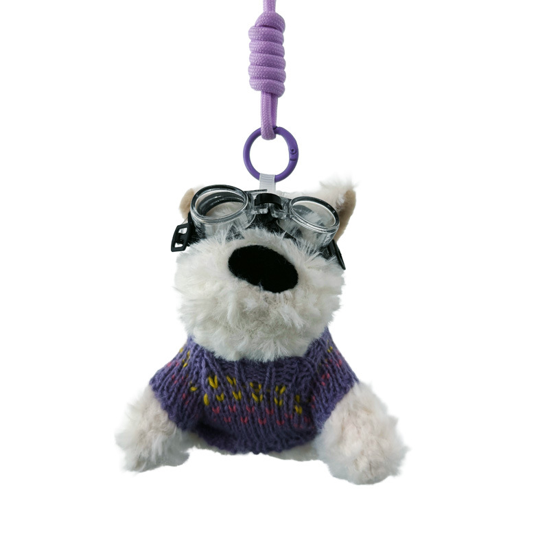 Cute and fun West Highland puppy pendant, plush keychain, small gift, puppy doll, schoolbag, bag pendant Item Picture