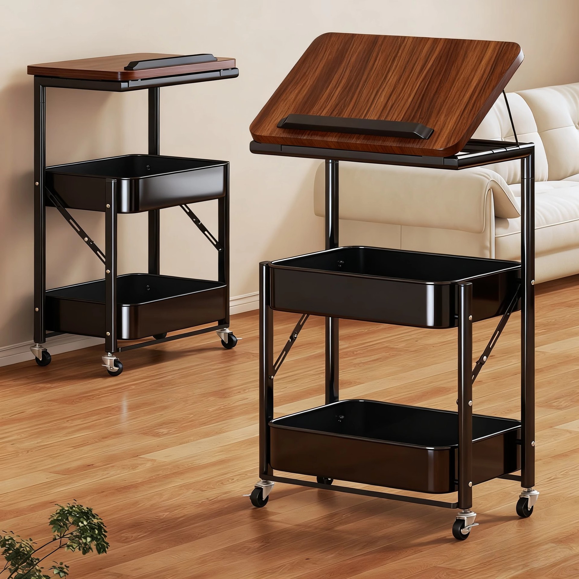 移动小推车零食置物架落地客厅沙发茶几边几收纳架卧室床边床头柜