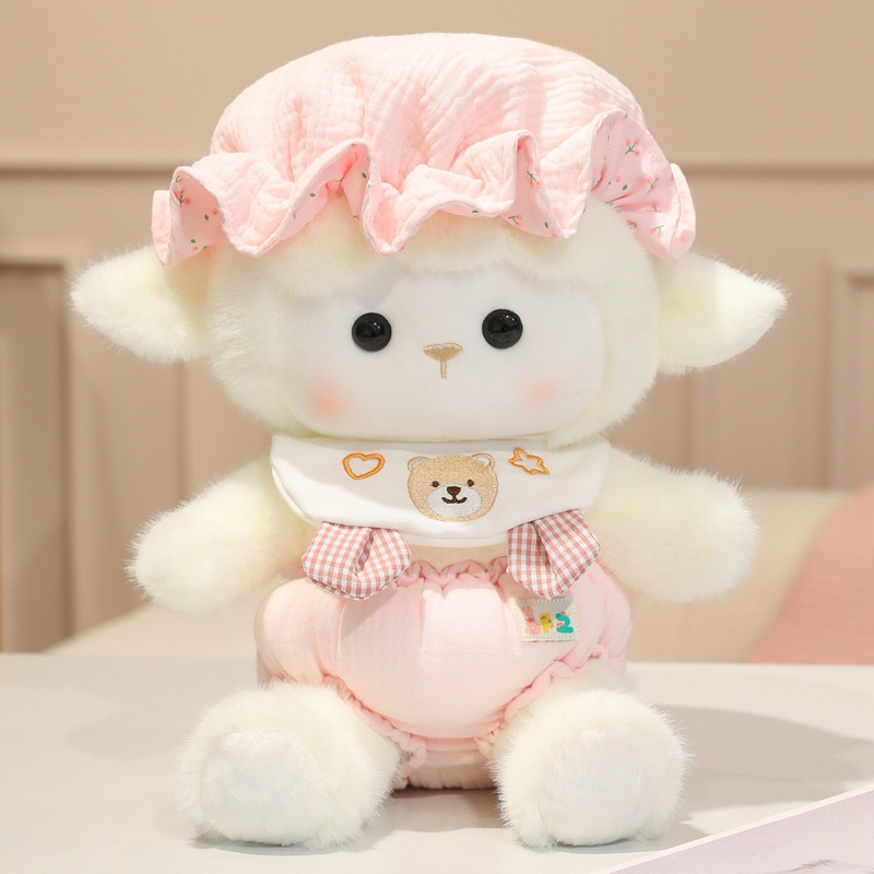 Baby Sheep series sleep cap plush toys are cute, soft, warm, and tear-proof. They are suitable for girls to accompany and lull them to sleep. Wholesale Item Picture