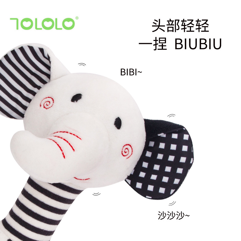 Happy monkey Infant and Toddler Black and White hand-held rattle, baby visual training early education toy teething, edible Specification image
