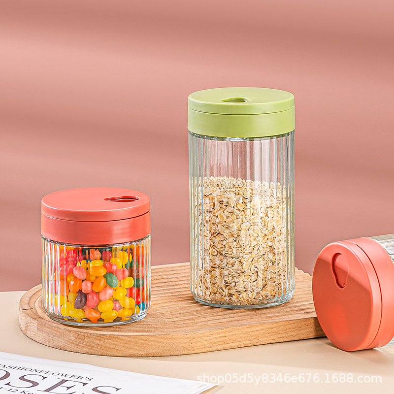 Brand manufacturer direct supply glass sealed jars, kitchen sealed storage jars, tea cans, wooden LIDS, glass storage jars Specification image