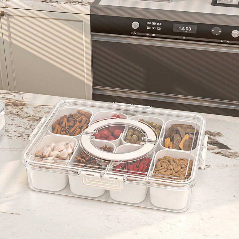 Condimento caja de condimento refrigerador caja de almacenamiento cocina hermética caja de compartimento caja de compartimento caja de compartimento a prueba de humedad caja de condimento fresco Specification image