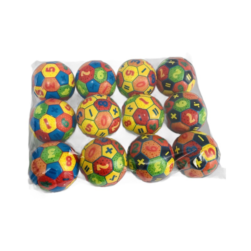 pu color-printed solid sponge soft ball, children's early education and intelligence digital football toy, elastic ball, finger exercise and stress relief Item Picture