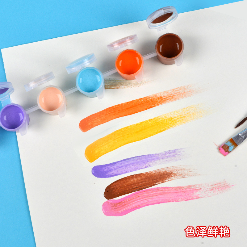 Acrylic paint wholesale set 6-piece set for kindergarten children's art drawing, doodling, diy gypsum doll paint strips details Picture