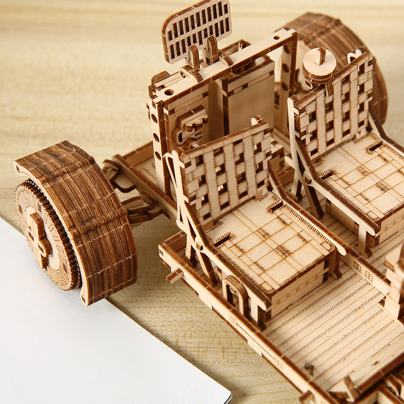 Cross-border best-selling 3d wooden stereoscopic puzzle lunar rover model toys, children's diy toys, desktop decorations wholesale Specification image
