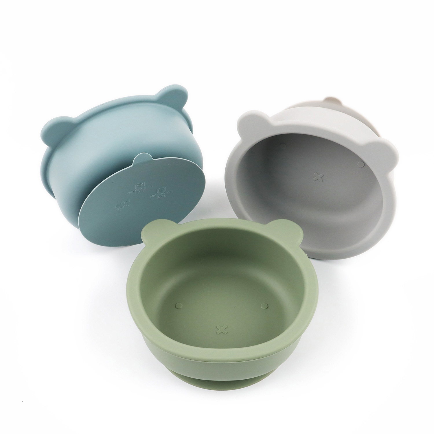 Children's complementary food silicone bowl, bear bowl, cross-border e-commerce daily necessities, baby learning to eat suction cup bowl, anti-slip and easy-to-wash tableware Item Picture