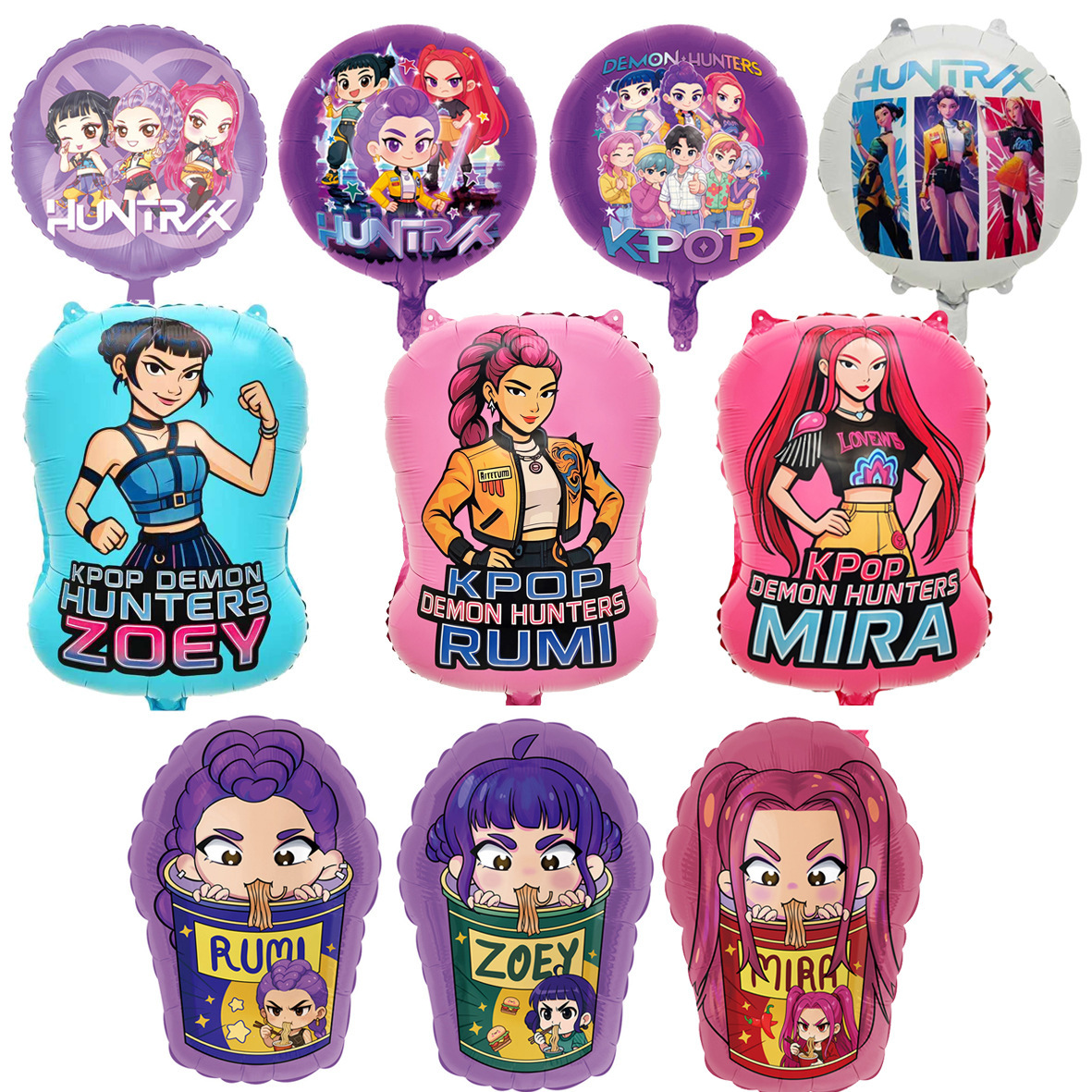 KPOP DEMON HUNTERS卡通气球ZOEY RUMI MIRA动漫生日派对玩具