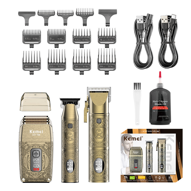 Fábrica personalizada kemy cortador de pelo eléctrico KM-2235 peluquería pantalla digital corte eléctrico corte de pelo de metal kit de afeitado Item Picture