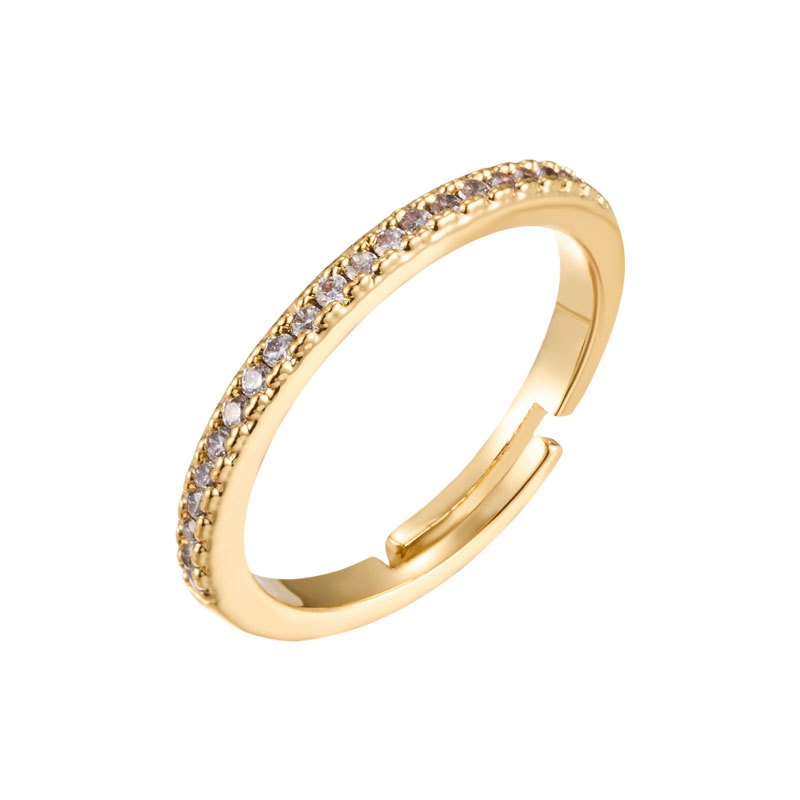 A light luxury, simple and high-end single-row zircon open ring, versatile for commuting, whitening, adjustable index finger ring ring Item Picture