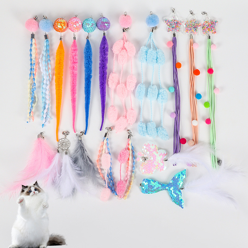 Cat toy caterpillar cat teaser, replaceable head fishing rod, cat self-entertainment toy, interactive cat teaser, replaceable head details Picture