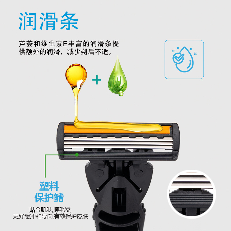 Pearl Max manual shaving knife, hair removal knife, three-layer replaceable blade head, household manual shaving knife details Picture