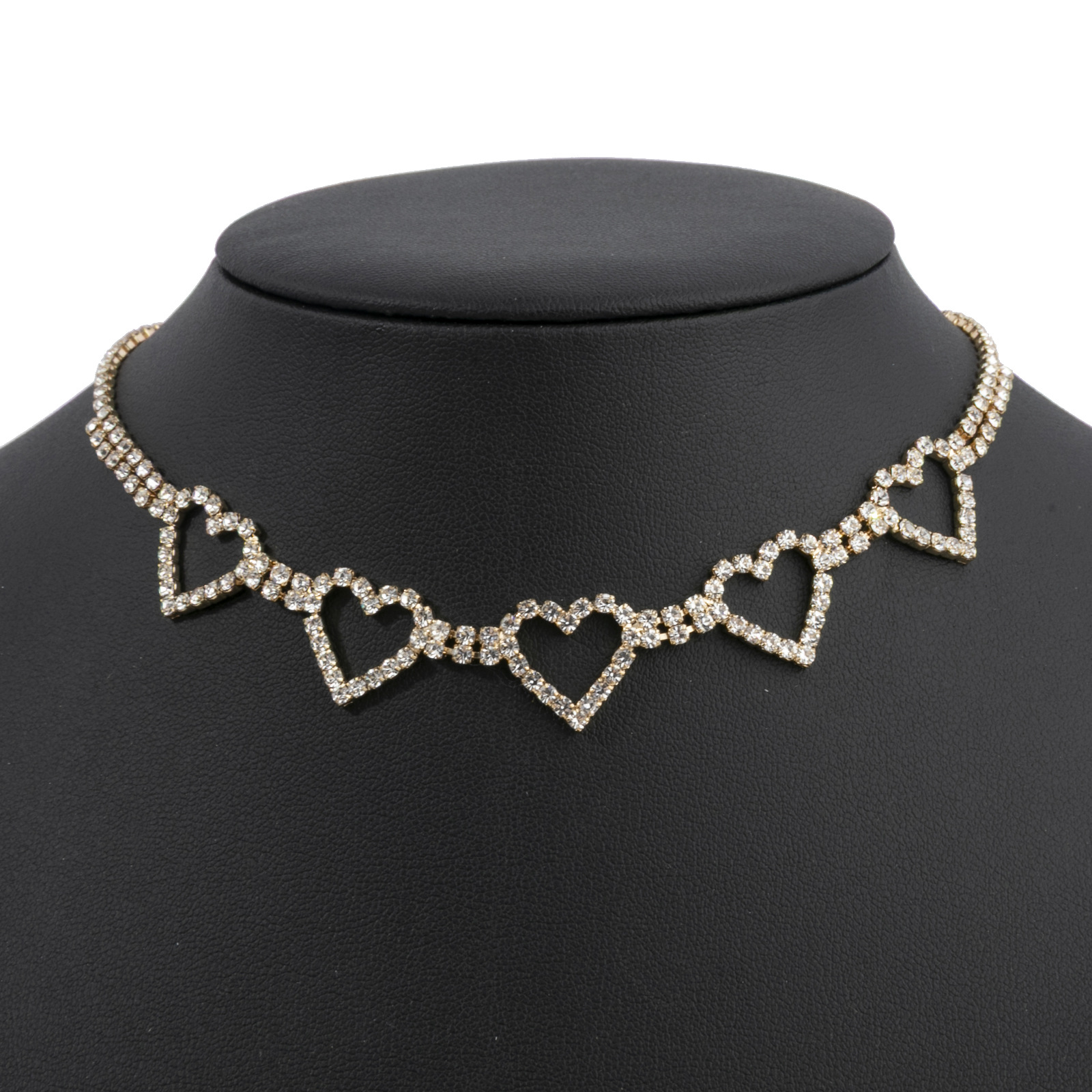 Factory direct sales of export accessories, heart-shaped diamond necklace, Amazon bestseller, simple and versatile daily jewelry, full diamond shiny necklace details Picture