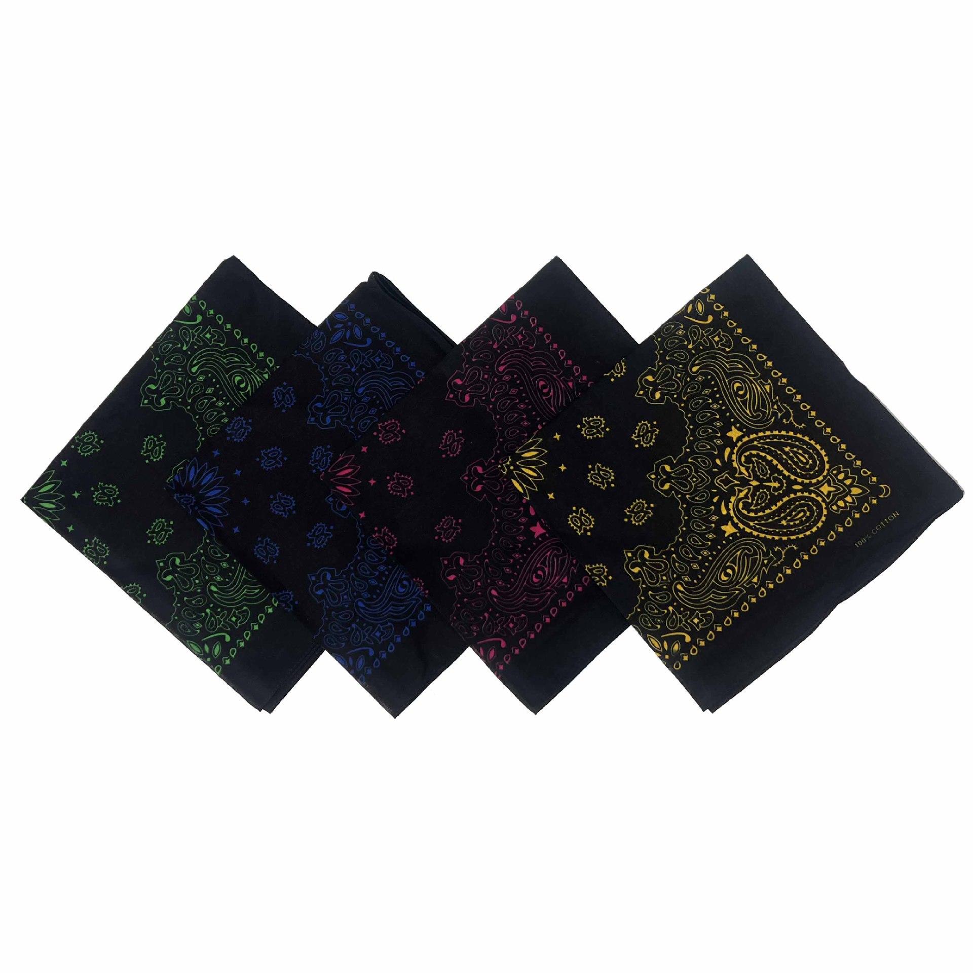 Wholesale of new pure cotton square scarf hip hop hip-hop street dance black background contrasting color sunflower bandana headscarf