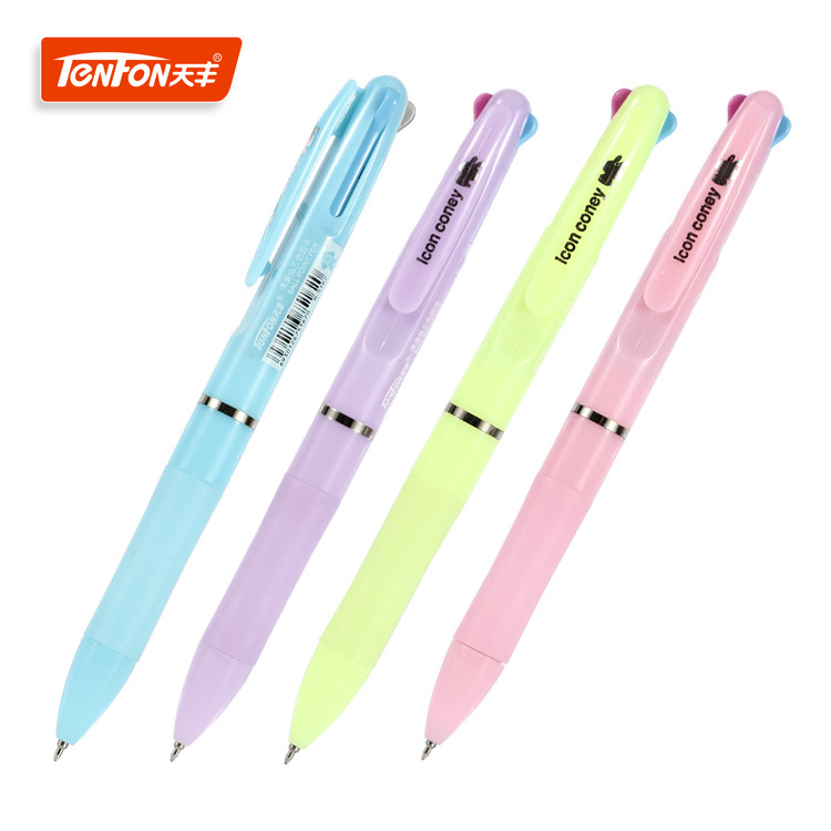 Tianfeng three-color core Ballpoint Pen wholesale, Press plastic 0.5 multi-color Ballpoint Pen 5162 Cartoon Rabbit Ballpoint Pen