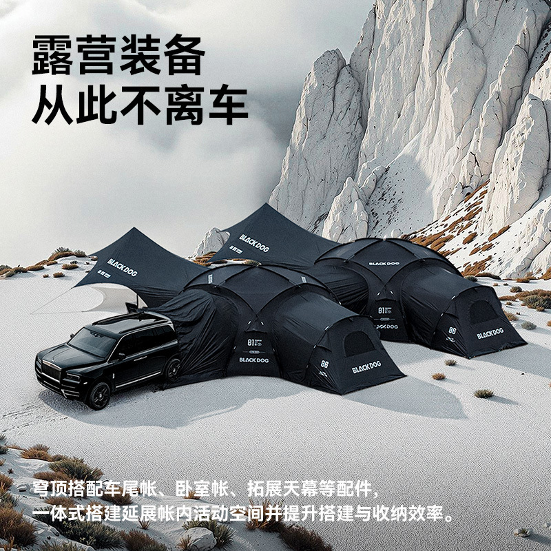 Blackdog black rubber dome canopy tent outdoor rainproof camping tactical camping equipment details Picture