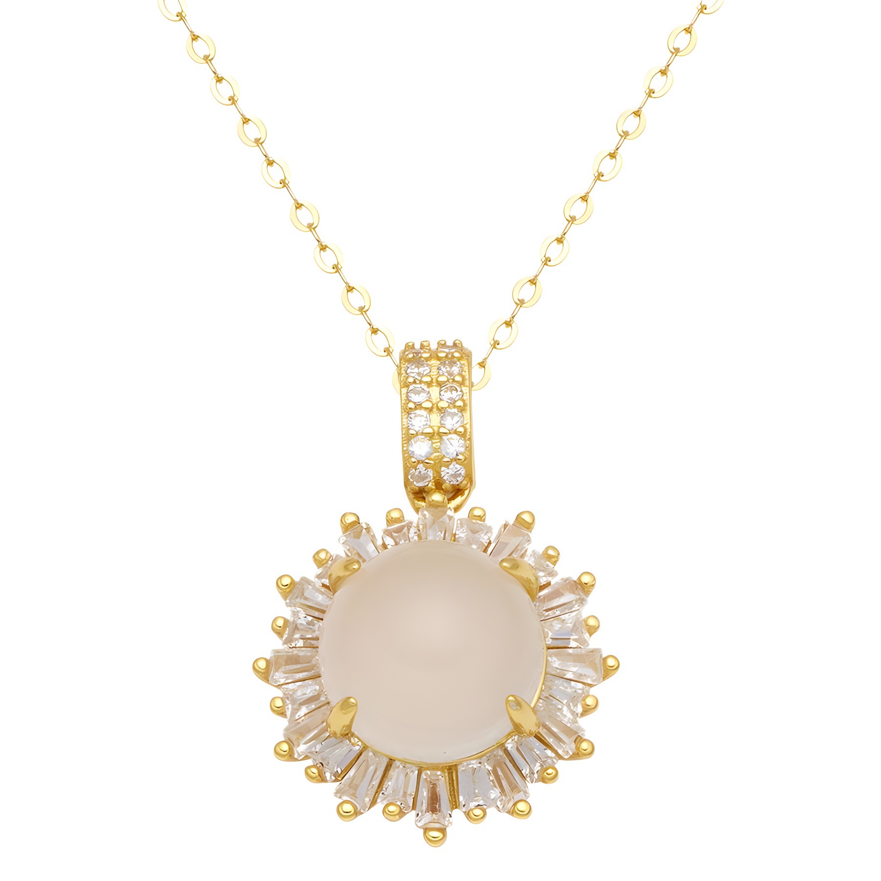 S925 Silver ice-transparent Sunflower agate Necklace for women, zircon fashion and national trend style summer new collarbone chain accessory Item Picture