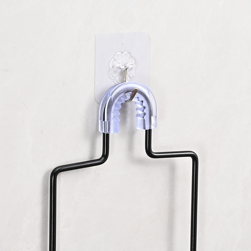 Three-layer wall-mounted iron storage rack in the bathroom, triangular storage rack for bath gel, soap, bath balls, hanging basket, no need to use details Picture