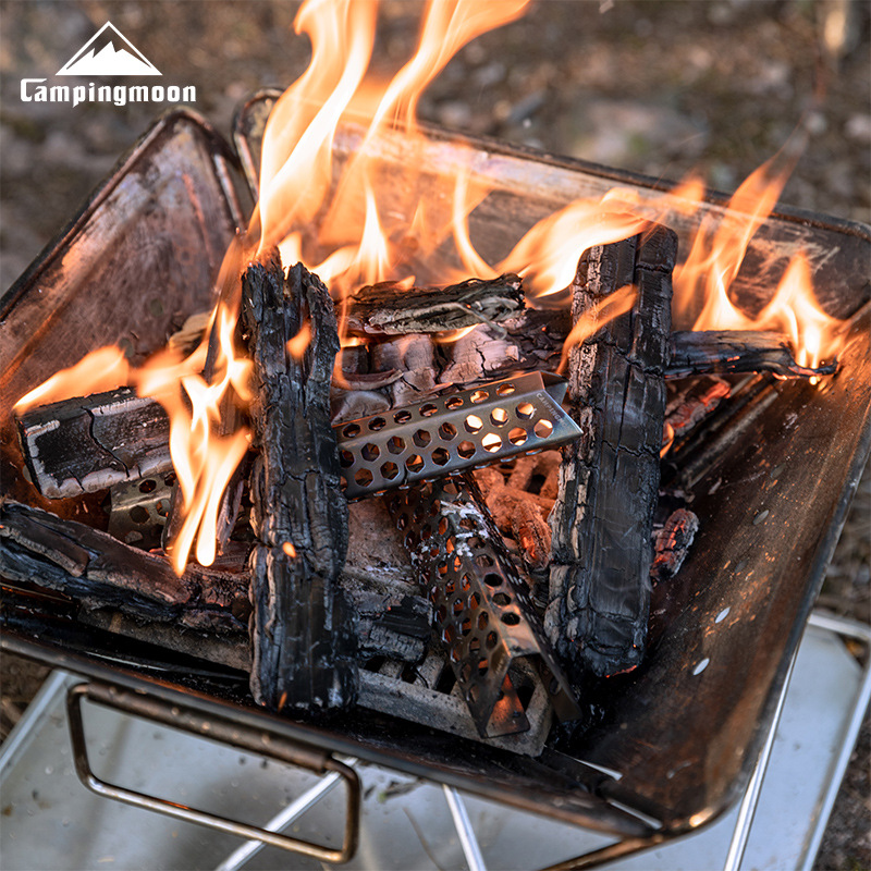 Koman A4-CL large, medium and small stainless steel firewood camping honeycomb hollowed-out combustion-supporting magic tool burns completely without smoke details Picture