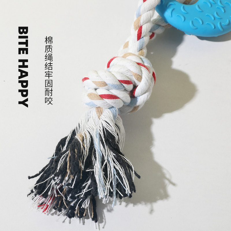 Pet toy teething knots, durable teeth cleaning dog biting toys, interactive self-entertainment and boredom biting dog toys wholesale Application Scenario