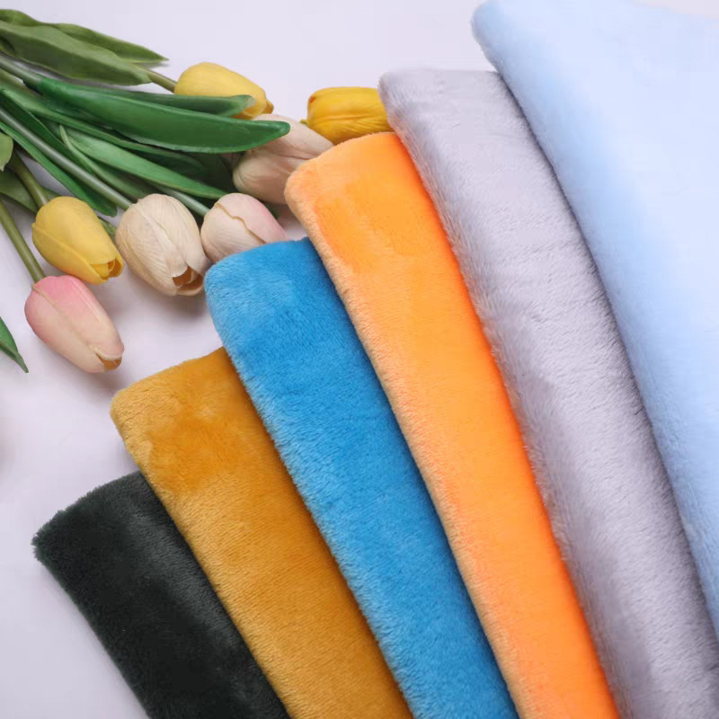 全涤双面法兰绒240g-350克素色针织绒布玩具毛毯家居服睡衣面料产品图