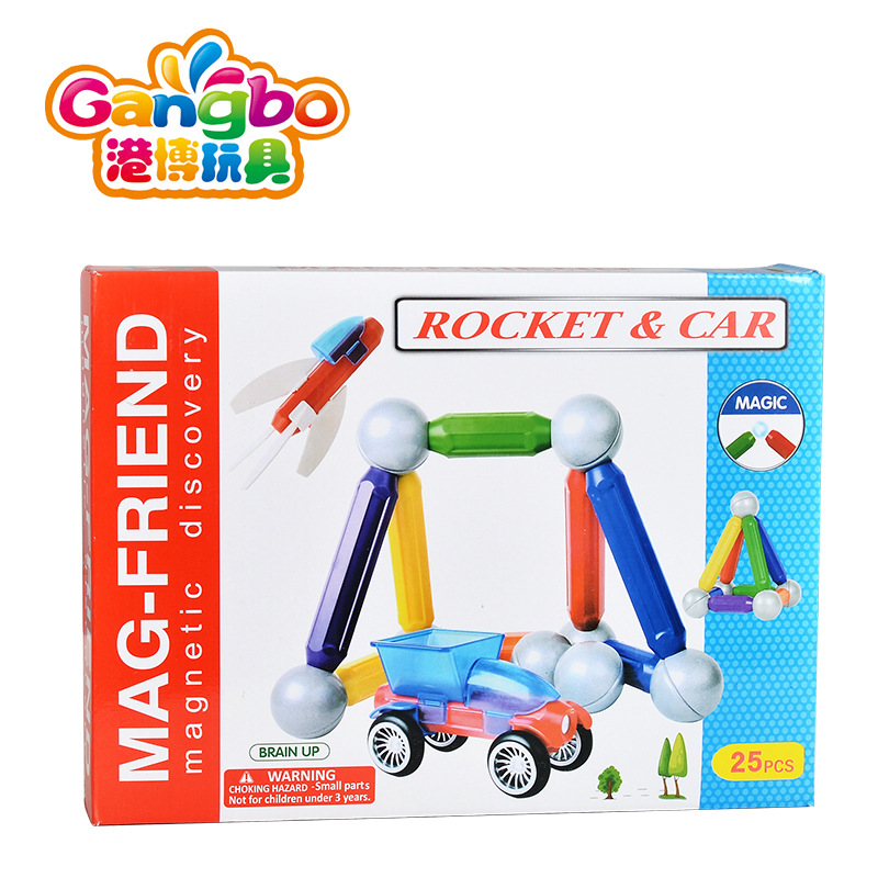 25pcs color box magnetic bar building block toy set, children's intelligence and early education assembly car magnet gift wholesale Application Scenario