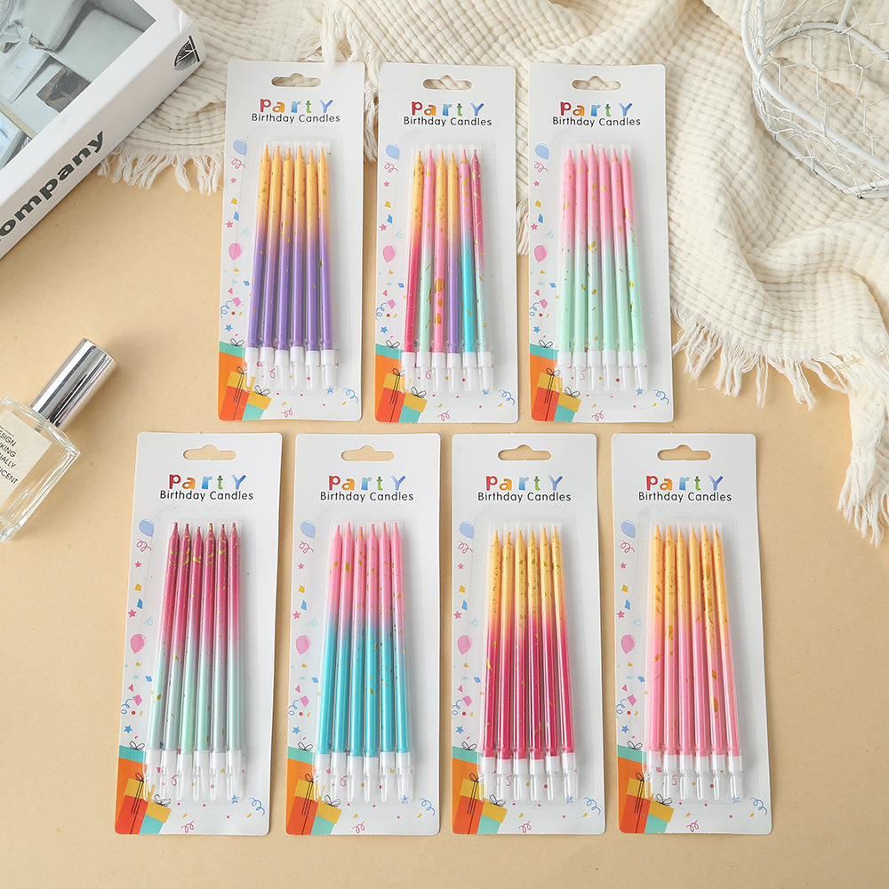 渐变光杆生日蜡烛创意浪漫派对蛋糕生日用品个性镀金渐变光杆蜡烛