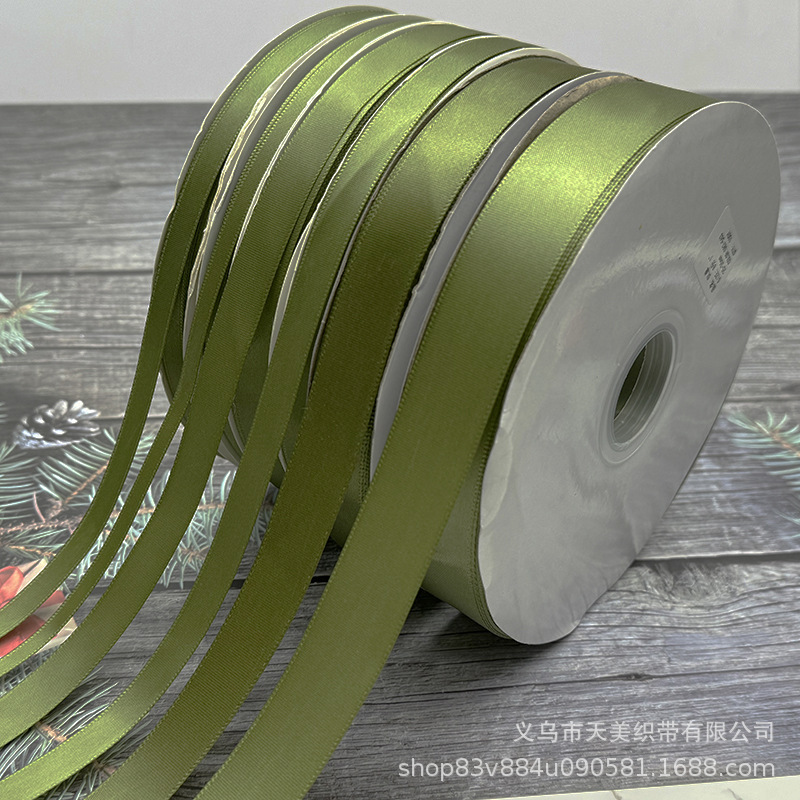 0.6-5M matcha green ribbon handbag souvenir DIY hand-woven olive green ribbon 1CM encrypted polyester Application Scenario